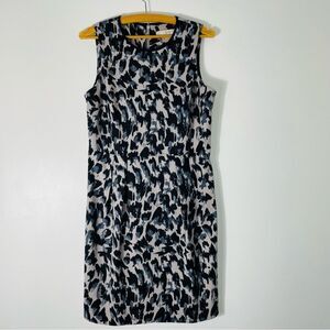 Loft Black, Gray & Beige Leopard Short Sleeved Knee Length Dress Size 6